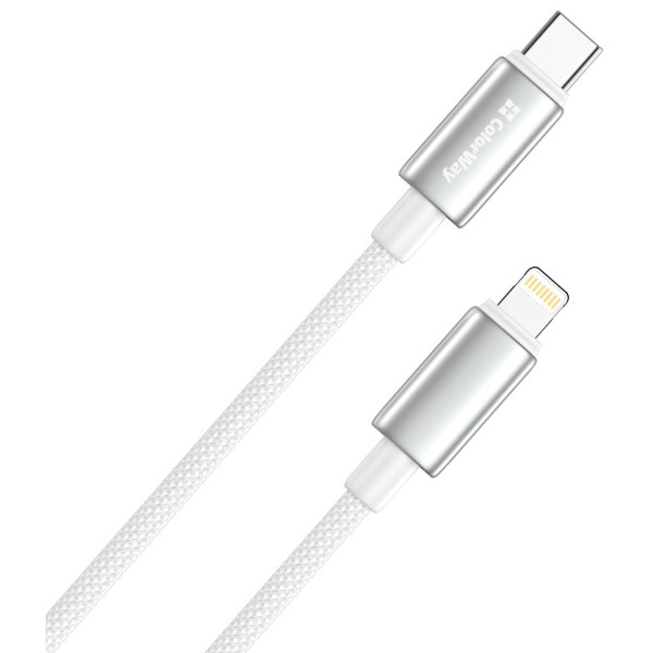 Фото - Кабель Colorway Type-C - Apple Lightning (zinc alloy braided) (PD Fast Charging 30W) 1м White (CW-CBPDCL098-WT)